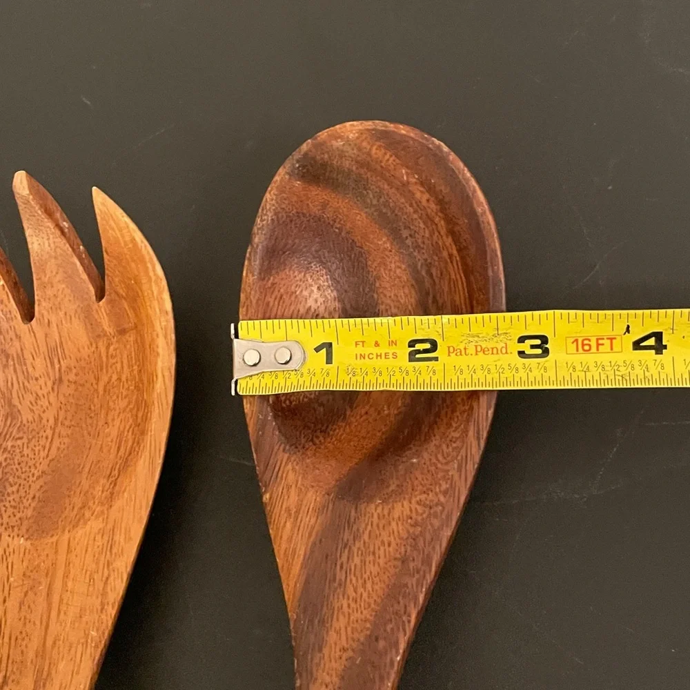 Set of 2 Genuine MONKEY POD Hand Crafted Wood Salad Spoon & Fork Serving Set